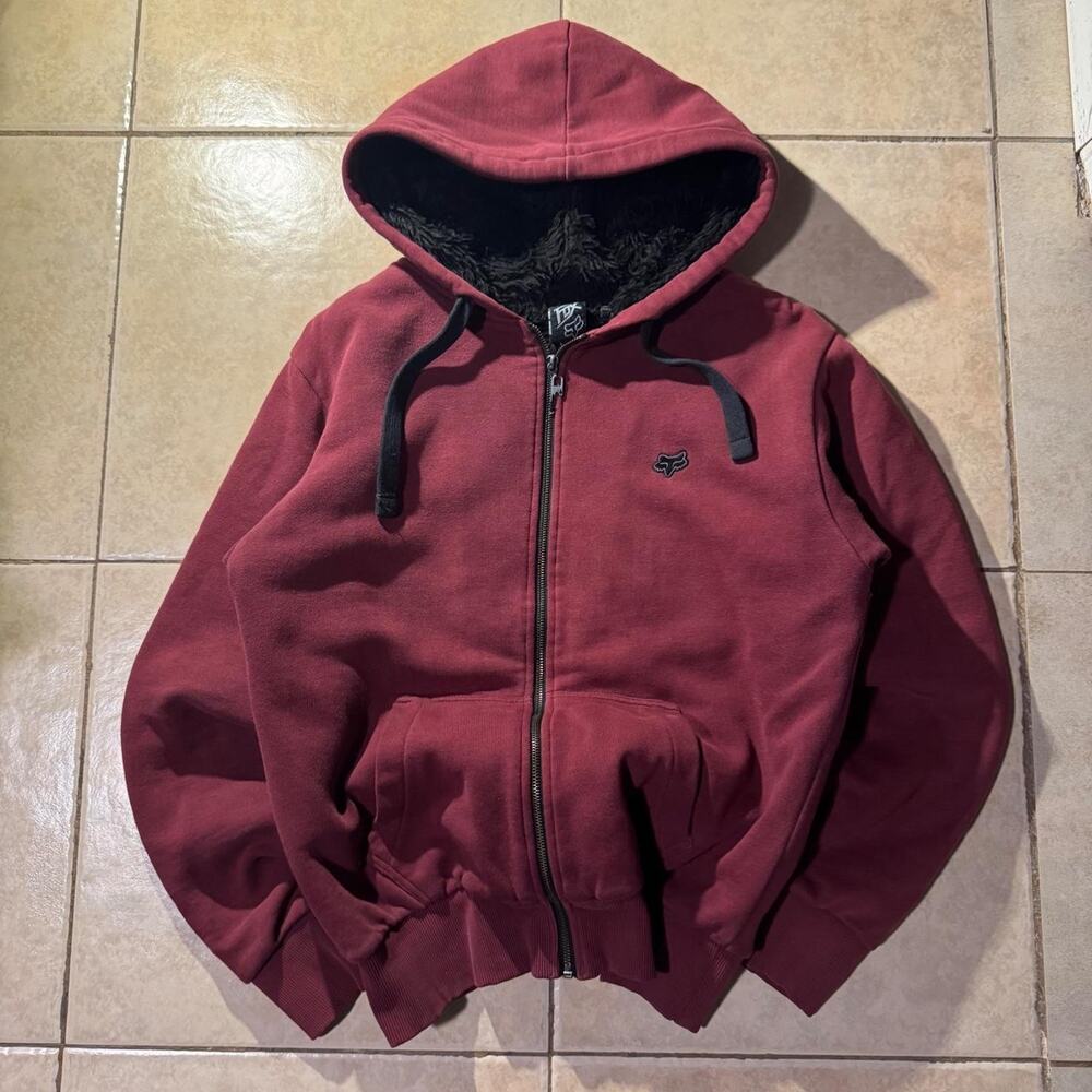 Vintage y2k fox racing burgundy hoodie Size M in mens
